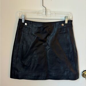ba&sh black leather skirt, high-waisted, size 1